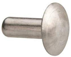 Made in USA - 3/16" Body Diam, Brazier Aluminum Solid Rivet - 1/2" Length Under Head, Grade 1100F, 0.467" Head Diam x 3/32" Head Height - Apex Tool & Supply