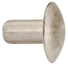 Made in USA - 1/4" Body Diam, Brazier Aluminum Solid Rivet - 1/2" Length Under Head, Grade 1100F, 5/8" Head Diam x 1/8" Head Height - Apex Tool & Supply