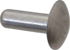 Made in USA - 1/4" Body Diam, Brazier Aluminum Solid Rivet - 3/4" Length Under Head, Grade 1100F, 5/8" Head Diam x 1/8" Head Height - Apex Tool & Supply