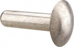 Made in USA - 1/4" Body Diam, Brazier Aluminum Solid Rivet - 1" Length Under Head, Grade 1100F, 5/8" Head Diam x 1/8" Head Height - Apex Tool & Supply