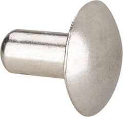 Made in USA - 1/4" Body Diam, Brazier Aluminum Solid Rivet - 1/2" Length Under Head, Grade 2117-T4, 5/8" Head Diam x 1/8" Head Height - Apex Tool & Supply
