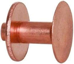 Made in USA - #8 Wire Body Diam, Flat Copper Belt Rivet with Washer - 1/2" Length Under Head, 1/2" Head Diam - Apex Tool & Supply