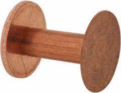Made in USA - #8 Wire Body Diam, Flat Copper Belt Rivet with Washer - 5/8" Length Under Head, 1/2" Head Diam - Apex Tool & Supply