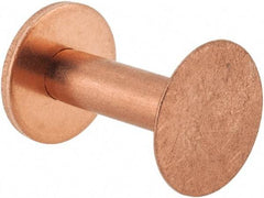 Made in USA - #8 Wire Body Diam, Flat Copper Belt Rivet with Washer - 3/4" Length Under Head, 1/2" Head Diam - Apex Tool & Supply