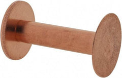 Made in USA - #8 Wire Body Diam, Flat Copper Belt Rivet with Washer - 7/8" Length Under Head, 1/2" Head Diam - Apex Tool & Supply