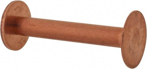 Made in USA - #8 Wire Body Diam, Flat Copper Belt Rivet with Washer - 1-1/4" Length Under Head, 1/2" Head Diam - Apex Tool & Supply