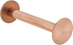 Made in USA - #8 Wire Body Diam, Flat Copper Belt Rivet with Washer - 1-1/2" Length Under Head, 1/2" Head Diam - Apex Tool & Supply