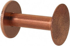 Made in USA - #9 Wire Body Diam, Flat Copper Belt Rivet with Washer - 3/4" Length Under Head, 15/32" Head Diam - Apex Tool & Supply