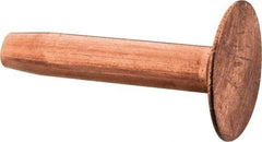 Made in USA - #9 Wire Body Diam, Flat Copper Belt Rivet with Washer - 7/8" Length Under Head, 15/32" Head Diam - Apex Tool & Supply