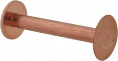 Made in USA - #9 Wire Body Diam, Flat Copper Belt Rivet with Washer - 1-1/4" Length Under Head, 15/32" Head Diam - Apex Tool & Supply