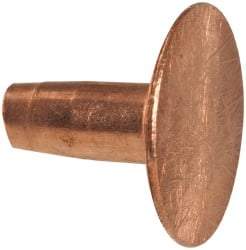 Made in USA - #10 Wire Body Diam, Flat Copper Belt Rivet with Washer - 3/8" Length Under Head, 7/16" Head Diam - Apex Tool & Supply