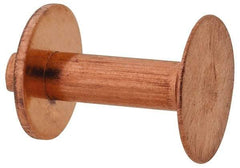 Made in USA - #10 Wire Body Diam, Flat Copper Belt Rivet with Washer - 5/8" Length Under Head, 7/16" Head Diam - Apex Tool & Supply