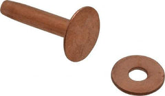 Made in USA - #10 Wire Body Diam, Flat Copper Belt Rivet with Washer - 3/4" Length Under Head, 7/16" Head Diam - Apex Tool & Supply