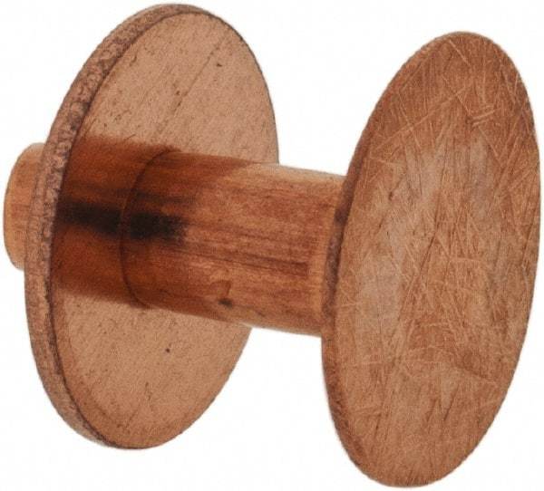 Made in USA - #12 Wire Body Diam, Flat Copper Belt Rivet with Washer - 3/8" Length Under Head, 3/8" Head Diam - Apex Tool & Supply