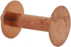 Made in USA - #12 Wire Body Diam, Flat Copper Belt Rivet with Washer - 5/8" Length Under Head, 3/8" Head Diam - Apex Tool & Supply