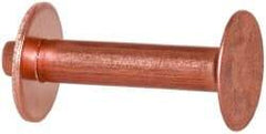 Made in USA - #12 Wire Body Diam, Flat Copper Belt Rivet with Washer - 3/4" Length Under Head, 3/8" Head Diam - Apex Tool & Supply