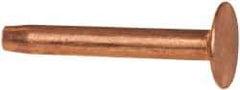 Made in USA - #12 Wire Body Diam, Flat Copper Belt Rivet with Washer - 1" Length Under Head, 3/8" Head Diam - Apex Tool & Supply