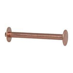 Made in USA - #12 Wire Body Diam, Flat Copper Belt Rivet with Washer - 1-1/2" Length Under Head, 3/8" Head Diam - Apex Tool & Supply