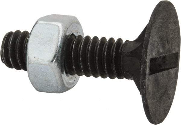Value Collection - 1/4-20, 1" Overall Length, 23/32" Head Diam, Steel Elevator Bolt - Uncoated, Ribbed Head, UNC Thread, Grade 2 - Apex Tool & Supply