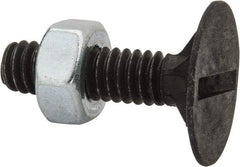 Value Collection - 1/4-20, 1" Overall Length, 23/32" Head Diam, Steel Elevator Bolt - Uncoated, Ribbed Head, UNC Thread, Grade 2 - Apex Tool & Supply