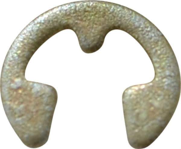 Rotor Clip - 0.074" Groove Diam, 3/32" Shaft Diam, Zinc Yellow Dichromate Steel, E Style External Retaining Rings - 0.02" Groove Width, 0.01" Groove Depth, 0.015" Ring Thickness, Grade 1060-1090 - Apex Tool & Supply