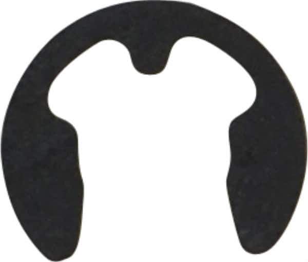 Rotor Clip - 6mm Groove Diam, 7 to 9mm Shaft Diam, Phosphate & Oil Steel, E Style External Retaining Rings - 0.74mm Groove Width, 0.7mm Ring Thickness, Grade 1060-1090 - Apex Tool & Supply