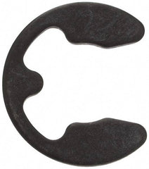 Rotor Clip - 10mm Groove Diam, 11 to 15mm Shaft Diam, Phosphate & Oil Steel, E Style External Retaining Rings - 1.25mm Groove Width, 1.2mm Ring Thickness, Grade 1060-1090 - Apex Tool & Supply