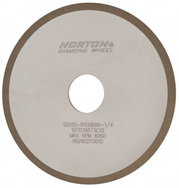 Norton - 6" Diam x 1-1/4" Hole x 1/8" Thick, 120 Grit Surface Grinding Wheel - Diamond, Type 1A1, Fine Grade, Resinoid Bond - Apex Tool & Supply