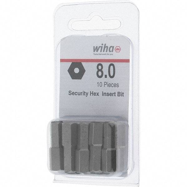 Wiha - 8mm Hex Screwdriver Bit - 1/4" Drive, 1" OAL - Apex Tool & Supply