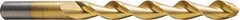 Cleveland - #25 118° High Speed Steel Jobber Drill - TiN Finish, Right Hand Cut, Parabolic Flute, Straight Shank, 3" OAL, Notched Point - Apex Tool & Supply