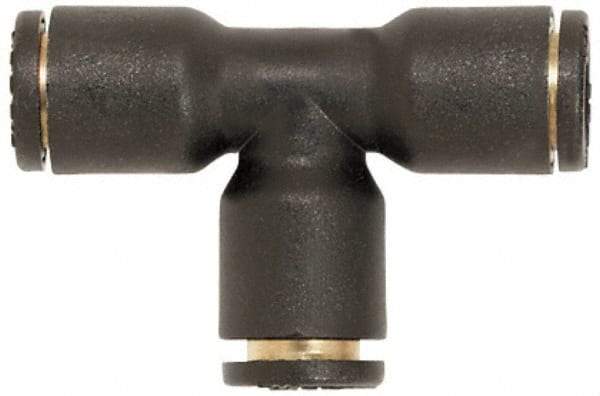 Coilhose Pneumatics - 5/32" OD, Glass Reinforced Nylon Push-to-Connect Union Tee - 225 Max psi, Black - Apex Tool & Supply