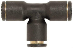 Coilhose Pneumatics - 5/32" OD, Glass Reinforced Nylon Push-to-Connect Union Tee - 225 Max psi, Black - Apex Tool & Supply
