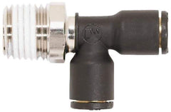Coilhose Pneumatics - 5/32" OD, 1/8 NPT, Glass Reinforced Nylon/Nickel Plated Brass Push-to-Connect Male Swivel Run Tee - 225 Max psi - Apex Tool & Supply