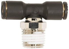 Coilhose Pneumatics - 1/4" OD, 1/8 NPT, Glass Reinforced Nylon/Nickel Plated Brass Push-to-Connect Male Swivel Branch Tee - 225 Max psi - Apex Tool & Supply