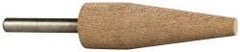 Cratex - 3/4" Head Diam x 2-1/2" Thickness, A1, Cone End, Aluminum Oxide Mounted Point - Fine Grade, 120 Grit, 13,120 RPM - Apex Tool & Supply