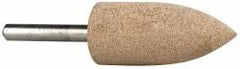 Cratex - 7/8" Head Diam x 2" Thickness, A11, Pointed Tree End, Aluminum Oxide Mounted Point - Medium Grade, 80 Grit, 12,000 RPM - Apex Tool & Supply