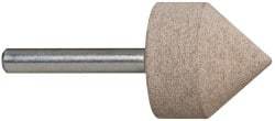 Cratex - 1-1/8" Head Diam x 1-1/8" Thickness, A13, Pointed Cylinder End, Aluminum Oxide Mounted Point - Medium Grade, 80 Grit, 25,500 RPM - Apex Tool & Supply