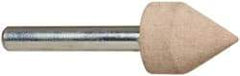 Cratex - 11/16" Head Diam x 7/8" Thickness, A14, Pointed Cylinder End, Aluminum Oxide Mounted Point - Fine Grade, 120 Grit, 30,750 RPM - Apex Tool & Supply