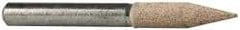 Cratex - 1/4" Head Diam x 1-1/16" Thickness, A15, Pointed Cylinder End, Aluminum Oxide Mounted Point - Medium Grade, 80 Grit, 34,500 RPM - Apex Tool & Supply