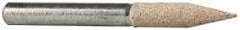 Cratex - 1/4" Head Diam x 1-1/16" Thickness, A15, Pointed Cylinder End, Aluminum Oxide Mounted Point - Fine Grade, 120 Grit, 34,500 RPM - Apex Tool & Supply