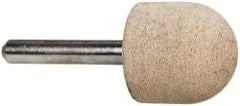 Cratex - 1" Head Diam x 1" Thickness, A21, Ball Nose End, Aluminum Oxide Mounted Point - Fine Grade, 120 Grit, 21,000 RPM - Apex Tool & Supply