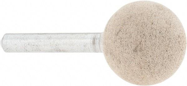 Cratex - 1" Head Diam x 1" Thickness, A25, Ball End, Aluminum Oxide Mounted Point - Medium Grade, 80 Grit, 22,120 RPM - Apex Tool & Supply