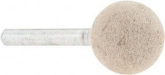 Cratex - 1" Head Diam x 1" Thickness, A25, Ball End, Aluminum Oxide Mounted Point - Medium Grade, 80 Grit, 22,120 RPM - Apex Tool & Supply