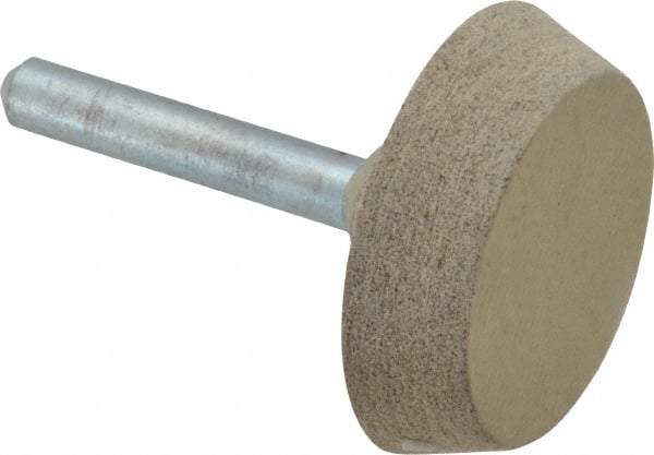 Cratex - 1-1/2" Head Diam x 3/8" Thickness, A34, Flat Cone End, Aluminum Oxide Mounted Point - Medium Grade, 80 Grit, 25,470 RPM - Apex Tool & Supply