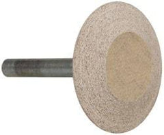 Cratex - 1-5/8" Head Diam x 3/8" Thickness, A36, Wheel Tapered Edge End, Aluminum Oxide Mounted Point - Medium Grade, 80 Grit, 23,520 RPM - Apex Tool & Supply