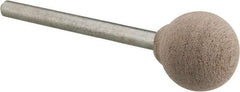 Cratex - 1/2" Head Diam x 1/2" Thickness, B121, Ball End, Aluminum Oxide Mounted Point - Fine Grade, 120 Grit, 21,000 RPM - Apex Tool & Supply