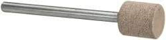 Cratex - 3/8" Head Diam x 3/8" Thickness, W175, Cylinder End, Aluminum Oxide Mounted Point - Medium Grade, 80 Grit, 24,150 RPM - Apex Tool & Supply