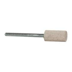 Cratex - 3/8" Head Diam x 3/4" Thickness, W177, Cylinder End, Aluminum Oxide Mounted Point - Fine Grade, 120 Grit, 17,620 RPM - Apex Tool & Supply