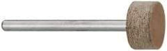 Cratex - 1/2" Head Diam x 1/4" Thickness, W183, Cylinder End, Aluminum Oxide Mounted Point - Medium Grade, 80 Grit, 22,500 RPM - Apex Tool & Supply