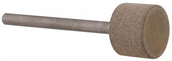 Cratex - 1/2" Head Diam x 3/8" Thickness, W184, Cylinder End, Aluminum Oxide Mounted Point - Fine Grade, 120 Grit, 19,500 RPM - Apex Tool & Supply
